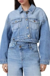 Allsaints Aki Crossover Denim Jacket In Light Indigo