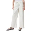 Allsaints Aki Crossover Fringe Hem Wide Leg Jeans In Chalk White