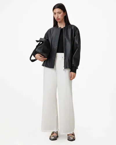 Allsaints Aki Crossover Straight Leg Denim Jeans In Chalk White