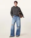 Allsaints Aki Crossover Straight Leg Denim Jeans In Light Indigo