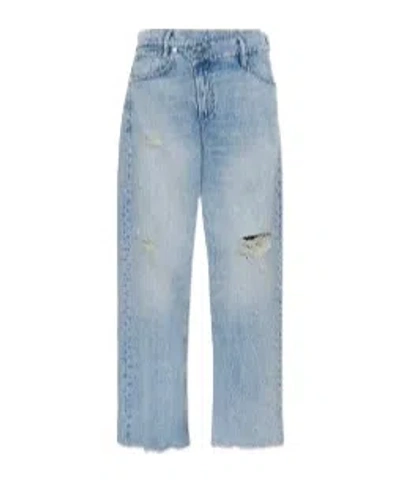 Allsaints Aki Distressed Wide-leg Jeans In Blue