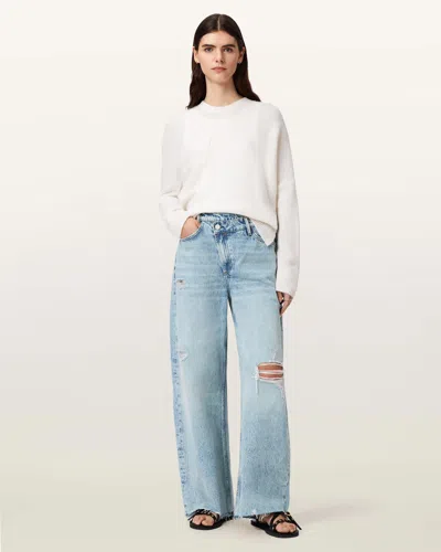 Allsaints Aki Mid Rise Crossover Jeans In Blue
