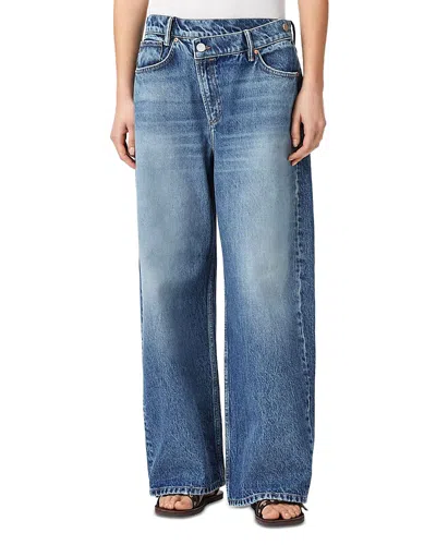 Allsaints Aki Mid Rise Crossover Jeans In Vintage Indigo In Blue