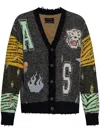 Allsaints Akki Unisex Collegiate Graphic Cardigan In グレー