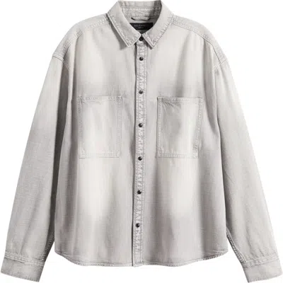 Allsaints Al Denim Button-up Shirt In Gray