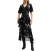 Allsaints Alana Printed Wrap Over Midi Dress
