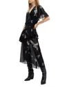 Allsaints Alana Printed Wrap Over Midi Dress In Spell Black