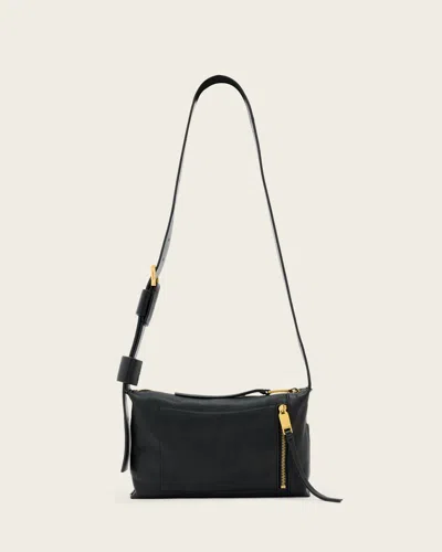 Allsaints Alba Leather Crossbody Bag In Black