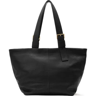 Allsaints Alba Leather Zip Tote In Black