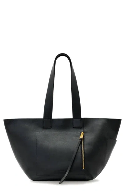 Allsaints Alba Leather/west Tote In Black
