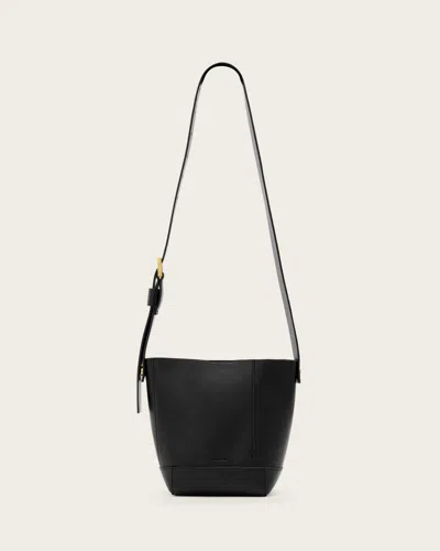 Allsaints Alba Mini Leather Crossbody Bag In Black
