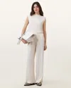 Allsaints Alba Satin Trousers In Tofu White