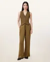 Allsaints Alba Satin Trousers In Brown