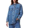 Allsaints Womens Mid Indigo Alba Stud-embellished Denim Shirt In Mid Indigo