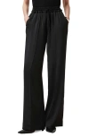 Allsaints Alba Wide Leg Satin Drawstring Pants In Black