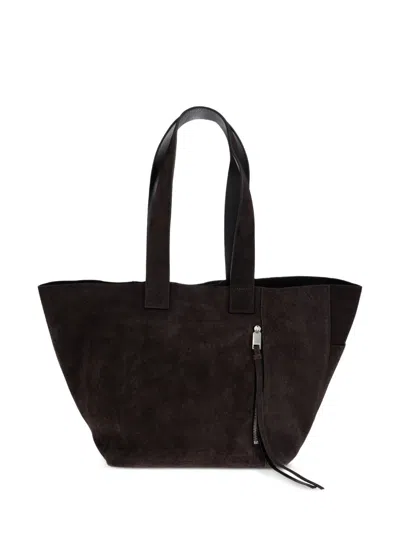 Allsaints Alba Zip Leather Tote Bag In Black