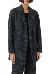 Allsaints Womens Camo Ink Blue Aleida Notch-lapel Tailored Denim Blazer In Black