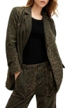 Allsaints Aleida Denim Blazer In Leopard Green