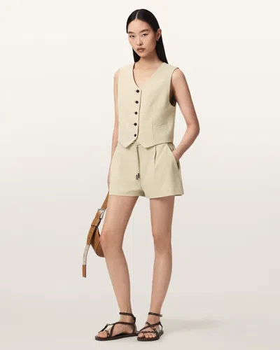 Allsaints Aleida Drawcord Waist Tailored Shorts In Neutral