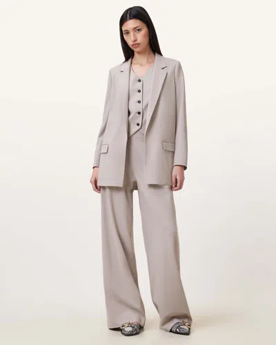 Allsaints Aleida Lightweight Tri Blazer In Greige Brown