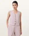 Allsaints Womens Aleida V-neck Sleeveless Stretch-woven Waistcoat Mauve Chalk Pi In Mauve Chalk Pink