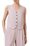 Allsaints Womens Aleida V-neck Sleeveless Stretch-woven Waistcoat Mauve Chalk Pi