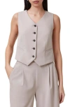 Allsaints Aleida Lightweight Tri Waistcoat In Greige Brown