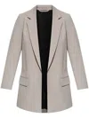 Allsaints Womens Greige Brown Aleida Open-front Stretch-woven Blazer In Grey