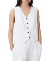 Allsaints Womens White Aleida V-neck Sleeveless Stretch-woven Waistcoat In White