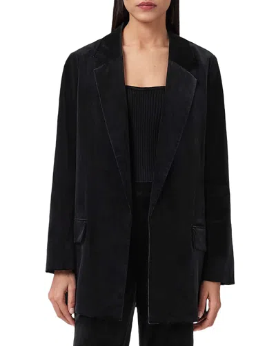 Allsaints Aleida Velvet Blazer In Black