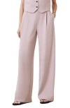 Allsaints Womens Aleida Wide-leg Mid-rise Recycled Polyester-blend Trousers Mauve Chalk Pi In Pink