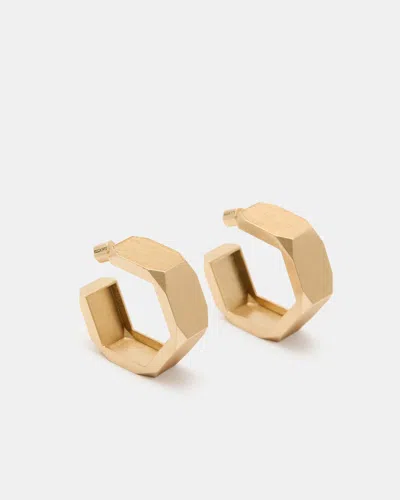 Allsaints Alex Chunky Hexagon Hoop Earrings In Warm Brass