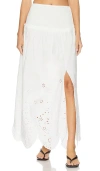Allsaints Alex Cotton Eyelet Scalloped Maxi Skirt In 米白