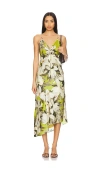 Allsaints Womens Revive Stem Gr Alexia Flora-print Woven Midi Dress In Green
