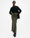 Allsaints Alexia Gathered Maxi Skirt In Tarmac Green