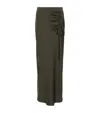 Allsaints Womens Tarmac Green Alexia Side-tie High-rise Stretch-woven Midi Skirt In Green