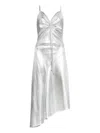Allsaints Alexia V-neck Drawstring Midi Slip Dress In Metallic
