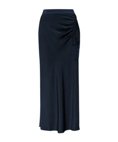 Allsaints Alexia Ruched Maxi Skirt In Blue