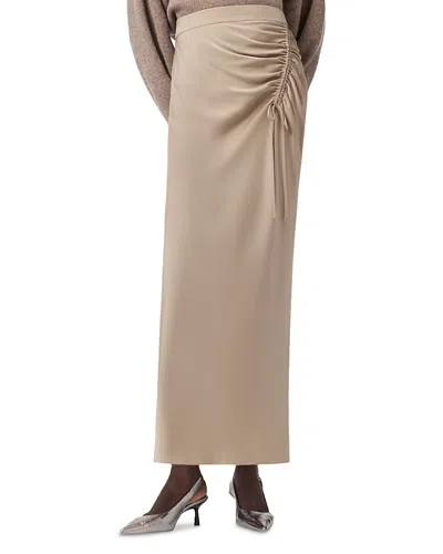 Allsaints Alexia Ruched Maxi Skirt In Burgundy