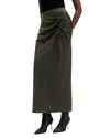 Allsaints Alexia Gathered Maxi Skirt In Tarmac Green