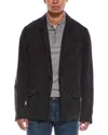 Allsaints Alfawn Linen-blend Blazer In Gray