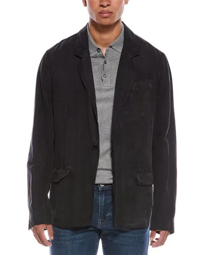 Allsaints Alfawn Linen-blend Blazer In Gray