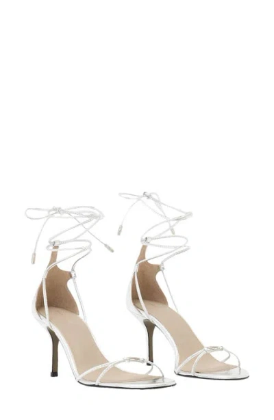 Allsaints Ali Ankle Wrap Sandal In Silver