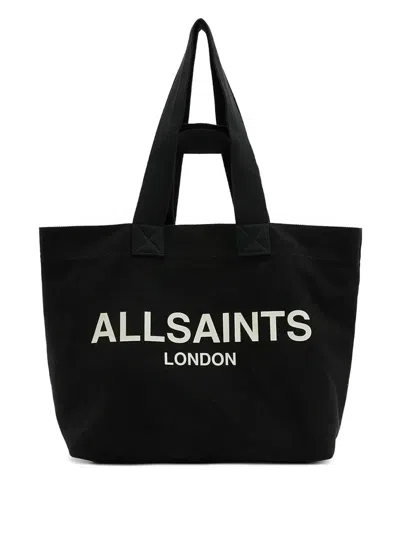 Allsaints Ali Canvas Tote Bag In Black