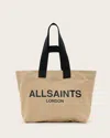 Allsaints Ali Logo Canvas Tote Bag In Mink Brown