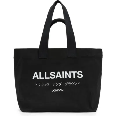 Allsaints Ali Canvas East West Tote In Black