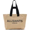 Allsaints Ali Canvas East West Tote In Mink Brown