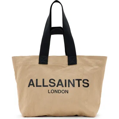 Allsaints Ali Canvas East West Tote In Mink Brown