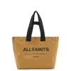 Allsaints Ali Logo Cotton Canvas East/west Tote In Palisade Tan/ Black