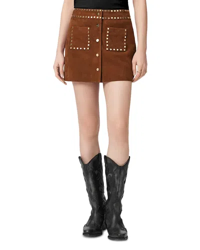 Allsaints Alice Suede Mini Skirt In Cognac Brown